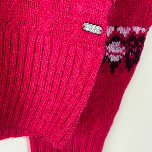 Scotch and Soda Red Cable Knit Fair Isle Sweater Pullover NEW Size Large - Picture 5 of 9